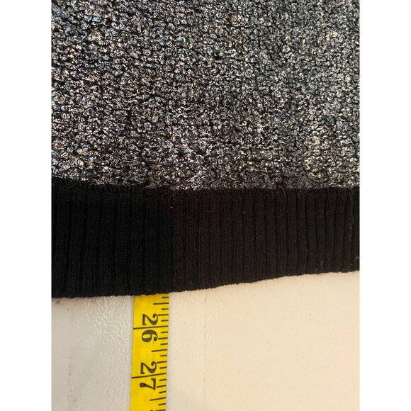Chicos Black & Silver Metallic Knit Zip-Up Cardigan Sweater Womens Size 2 Large - Picture 4 of 8